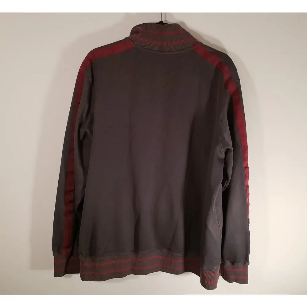 The North Face Men's Jacket XL Gray‎ w Red Stripes Pre Owned Zipper Tab Missing
